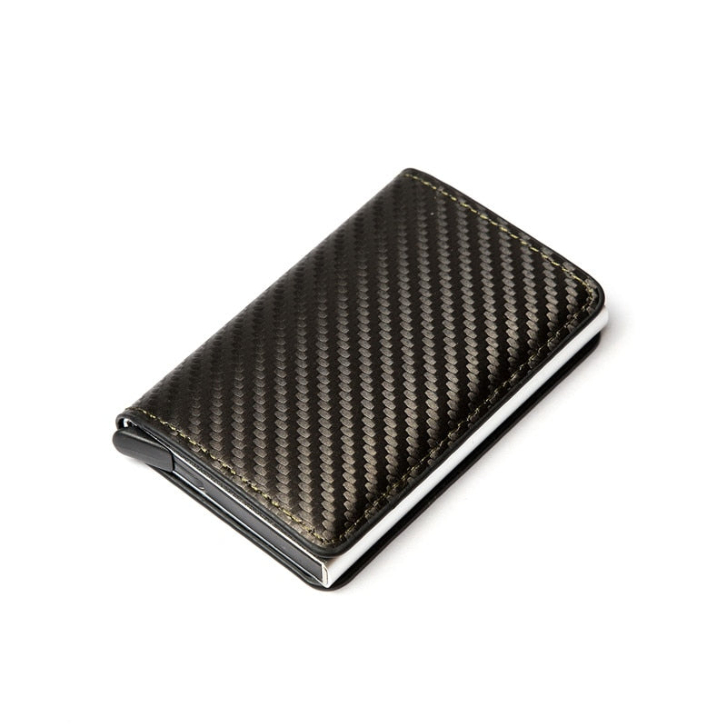 Customized Name Credit Card Holder Men Woman Smart Wallet RFID Cardholder Carbon Fiber Leather Wallet Money Clip Purse Card Case