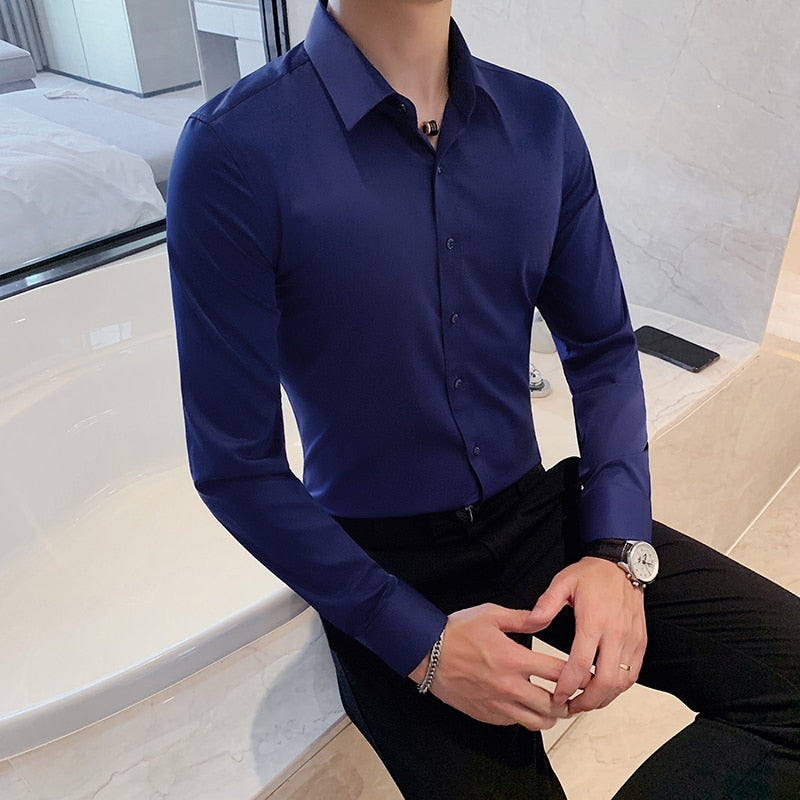 Camisas De Hombre Long Sleeve Shirts For Men Clothing 2023 Business Formal Wear Camisa Social Masculina Slim Fit Chemise Homme