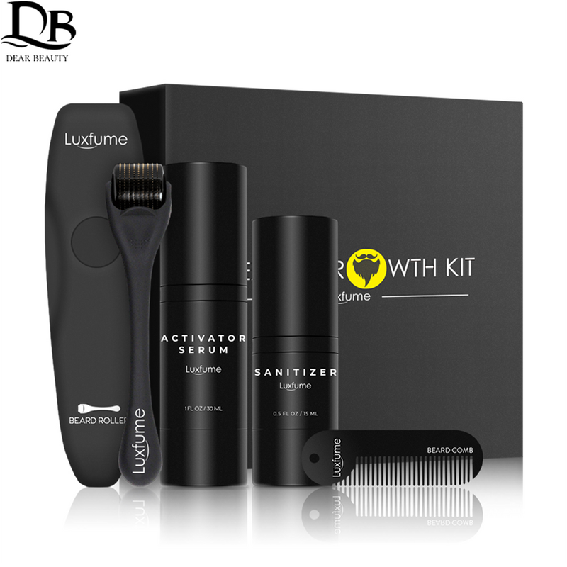 4 Pcs/set Beard Growth Kit Facial Hair Beard Rapid Growth and Thickening,Nourishes and Moisturizes beard