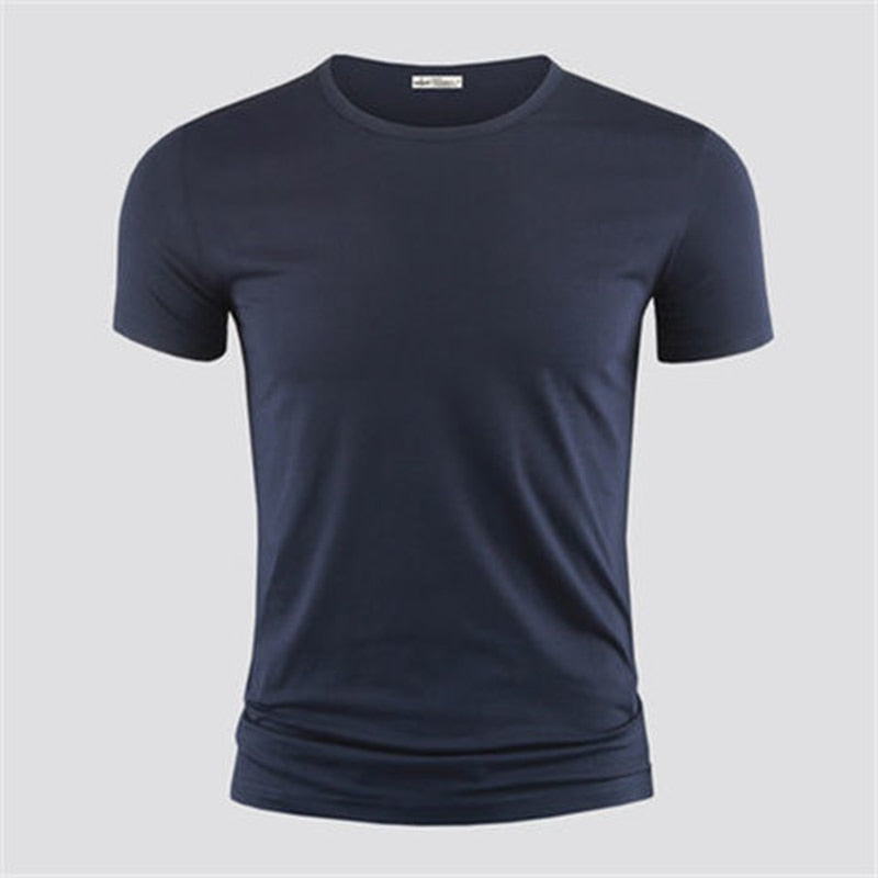 New Mens T Shirt Pure Color V Collar Short Sleeved Tops