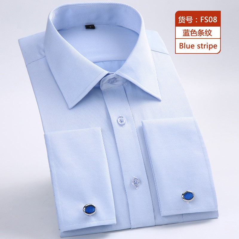 M~6XL Men's French Cuff Dress Shirt 2023