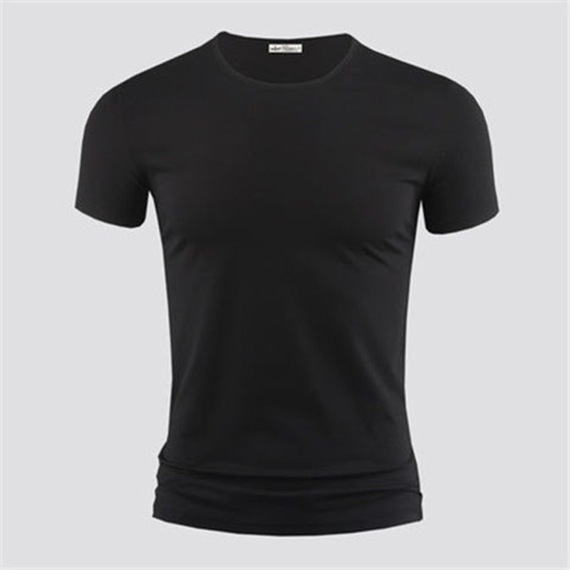 New Mens T Shirt Pure Color V Collar Short Sleeved Tops