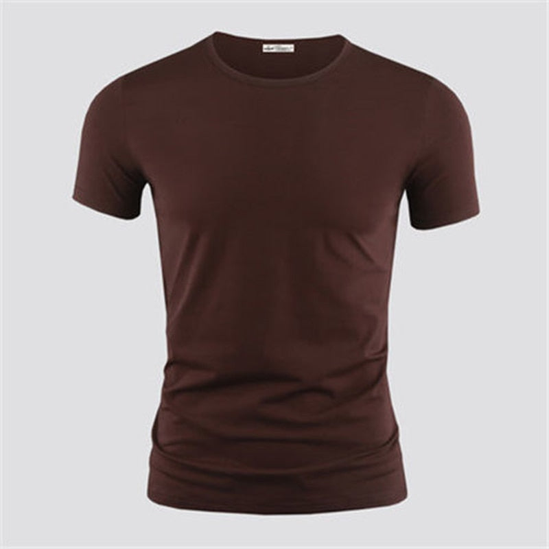 New Mens T Shirt Pure Color V Collar Short Sleeved Tops