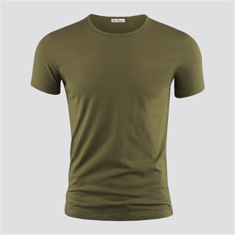 New Mens T Shirt Pure Color V Collar Short Sleeved Tops