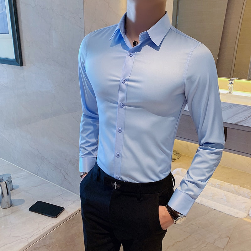 Camisas De Hombre Long Sleeve Shirts For Men Clothing 2023 Business Formal Wear Camisa Social Masculina Slim Fit Chemise Homme