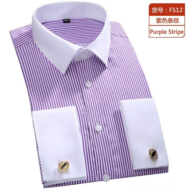 M~6XL Men's French Cuff Dress Shirt 2023