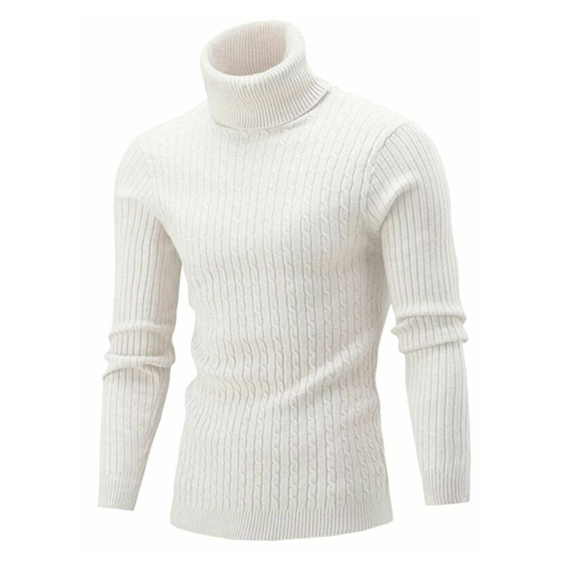 Autumn Winter Men's Turtleneck Sweater Men's Knitting Pullovers Rollneck Knitted Sweater Warm Men Jumper Slim Fit Casual Sweater