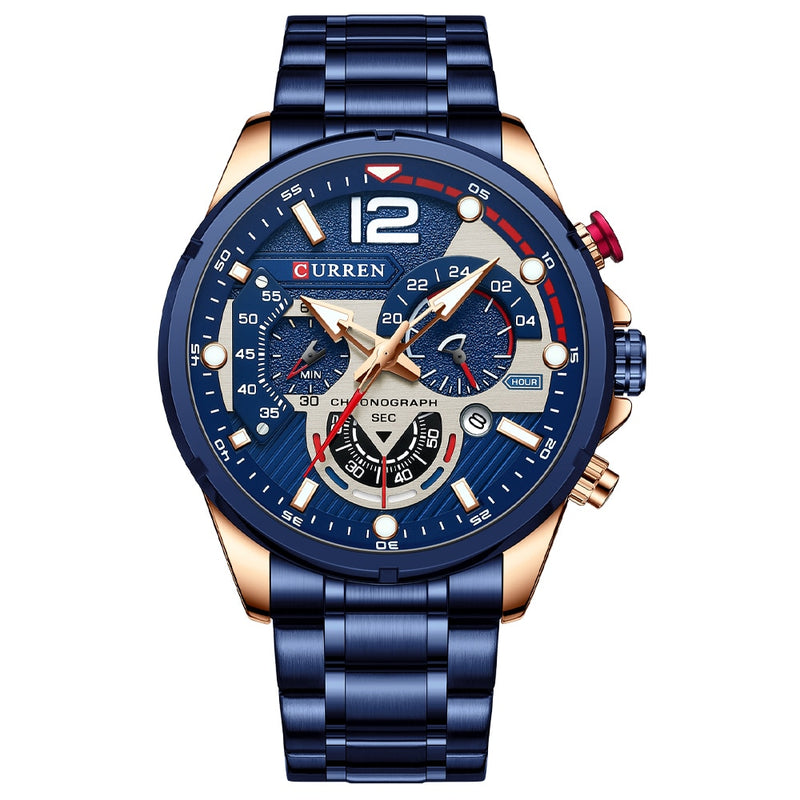 Watches Mens CURREN Top Brand Luxury Casual Steel Quartz Men's Watch Business Clock Male Sport Waterproof Date Chronograph