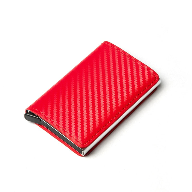 Customized Name Credit Card Holder Men Woman Smart Wallet RFID Cardholder Carbon Fiber Leather