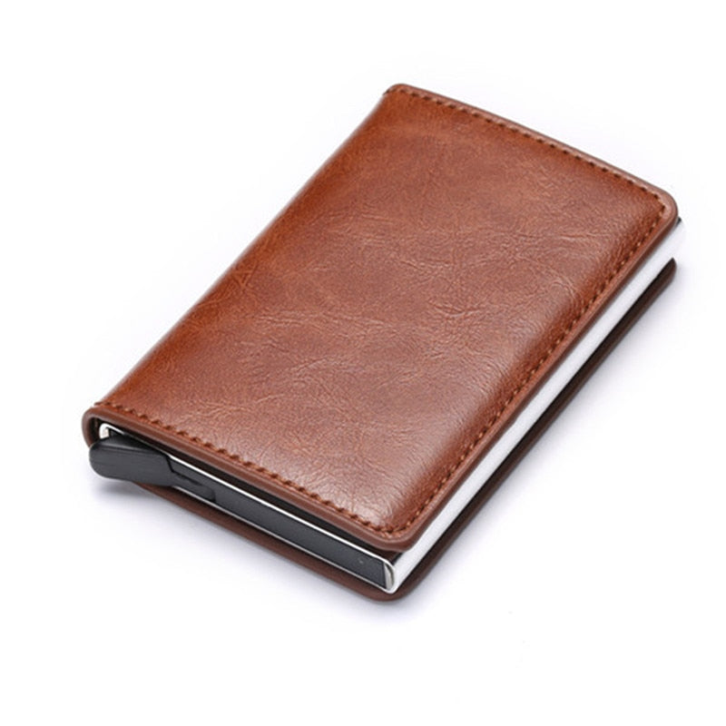 Customized Name Credit Card Holder Men Woman Smart Wallet RFID Cardholder Carbon Fiber Leather