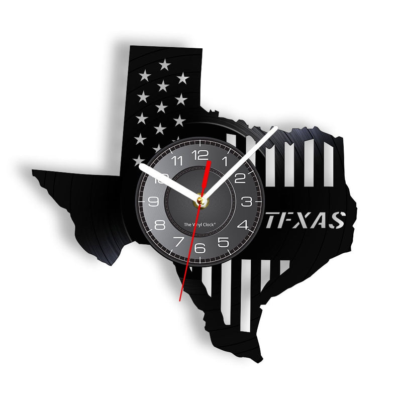 American Flag Vinyl Music Record Wall Clock Texas State 4th Of July Patriotic American Home Decor Watch Texas Travel Souvenir