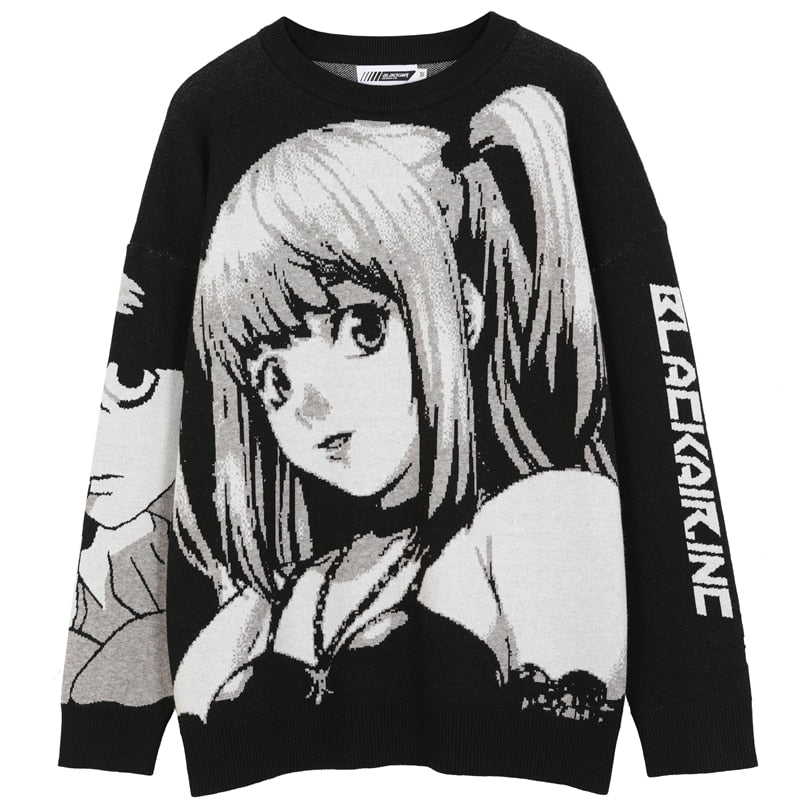 FGKKS Mens Hip Hop Streetwear Harajuku Sweater Vintage Japanese Style Anime Girl Knitted 2022 Cotton Pullover Sweaters Male