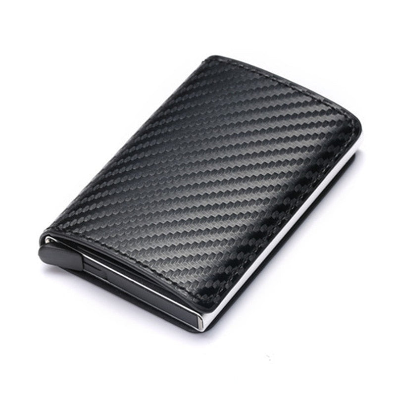 Customized Name Credit Card Holder Men Woman Smart Wallet RFID Cardholder Carbon Fiber Leather