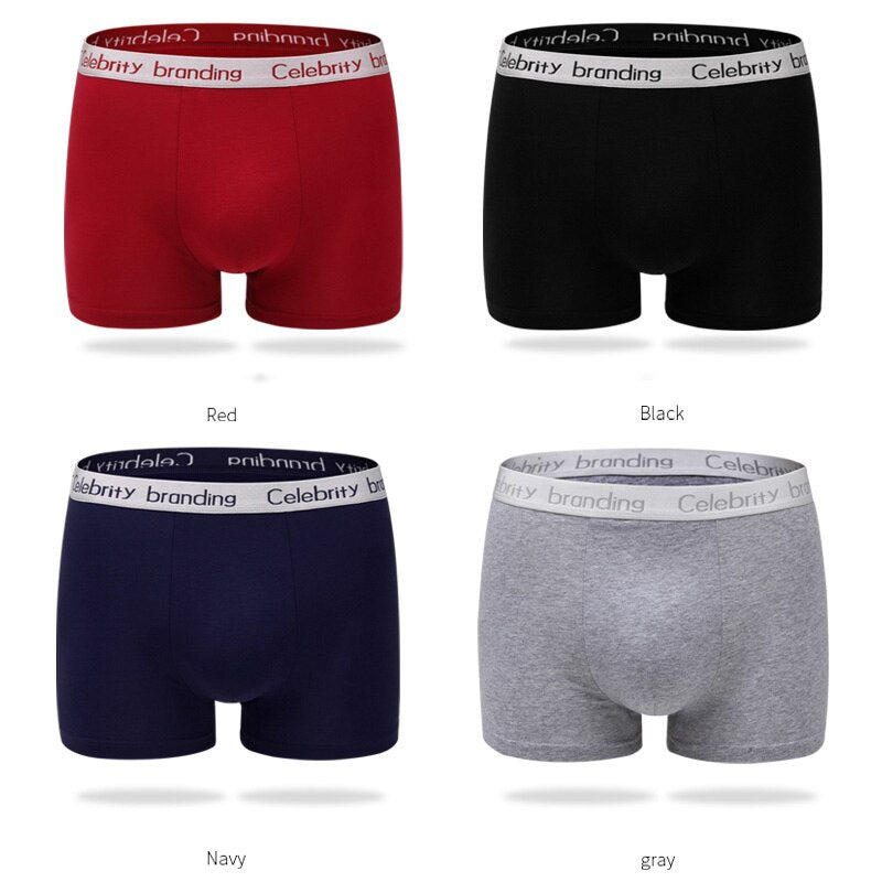 LANGSHA Boxer Shorts Mens 4Pcs/lot Underwear Soft Boxers Cotton Boxer Mens Solid Boxer Plus Size Healthy Comfort Mens Underwear