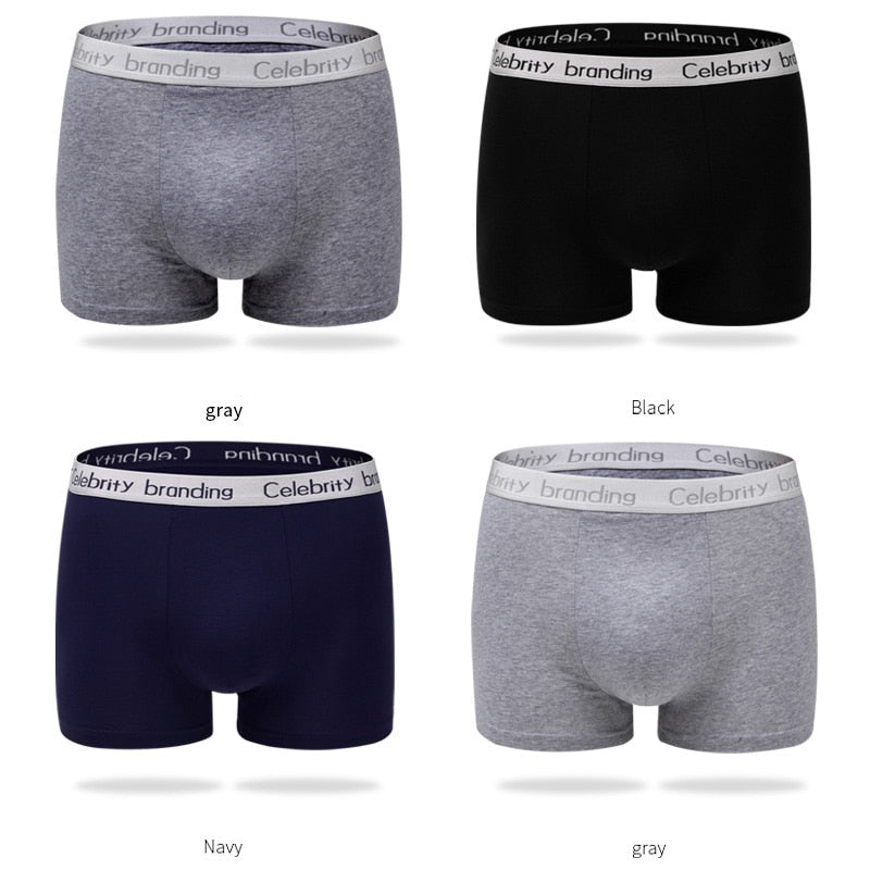 LANGSHA Boxer Shorts Mens 4Pcs/lot Underwear Soft Boxers Cotton Boxer Mens Solid Boxer Plus Size Healthy Comfort Mens Underwear