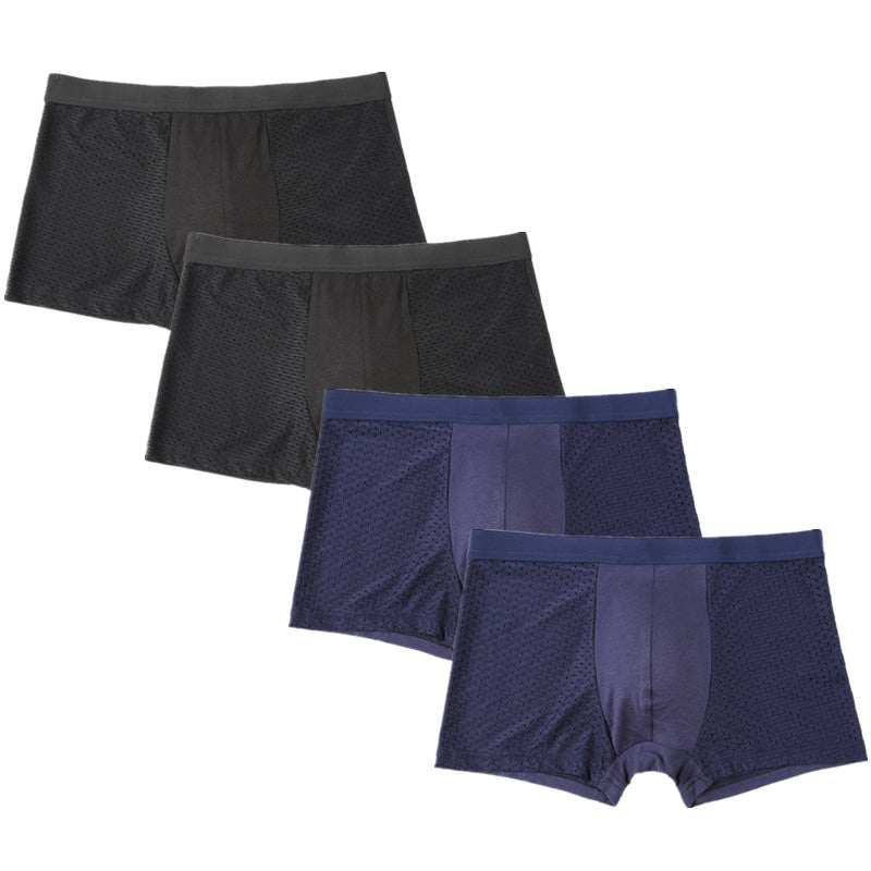 4pcs/Lot Men's Panties Male Underpants Man Pack Shorts Boxers Underwear Slip Homme Calzoncillos Bamboo Hole Large Size 5XL6XL7XL