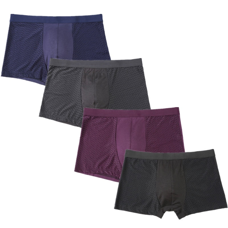 4pcs/Lot Men's Panties Male Underpants Man Pack Shorts Boxers Underwear Slip Homme Calzoncillos Bamboo Hole Large Size 5XL6XL7XL