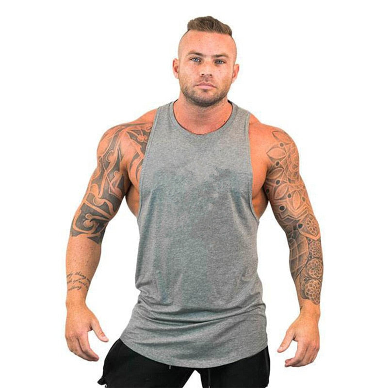 New Fashion Cotton Sleeveless Shirts Tank Top Men Fitness Shirt