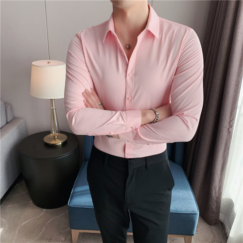 Camisas De Hombre Long Sleeve Shirts For Men Clothing 2023 Business Formal Wear Camisa Social Masculina Slim Fit Chemise Homme