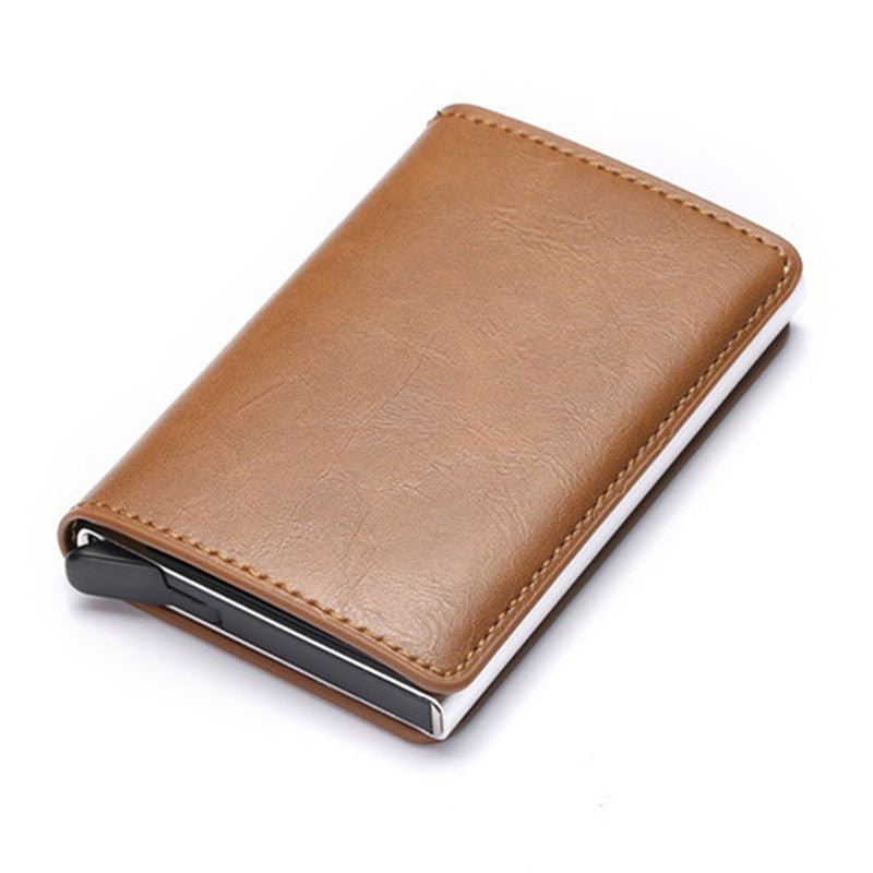 Customized Name Credit Card Holder Men Woman Smart Wallet RFID Cardholder Carbon Fiber Leather