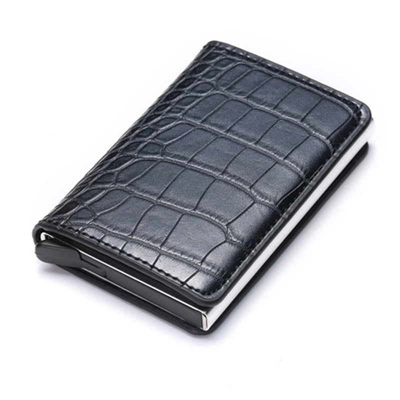 Customized Name Credit Card Holder Men Woman Smart Wallet RFID Cardholder Carbon Fiber Leather