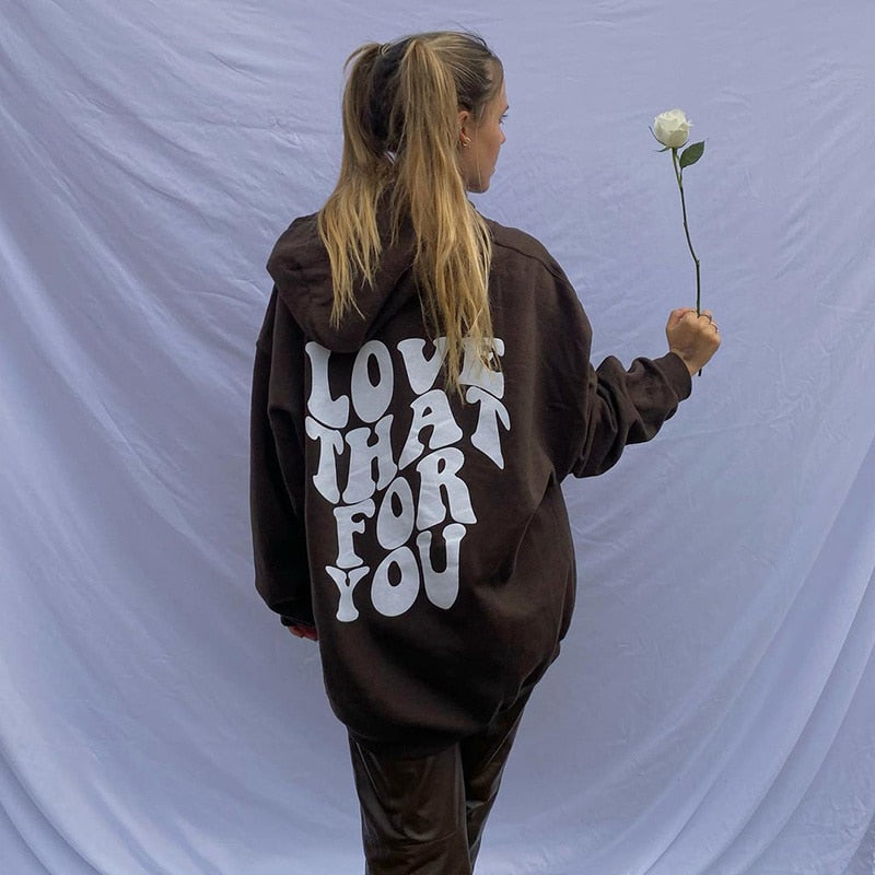 Oversized Hoodie Women 2022 Words On Back Hoodie