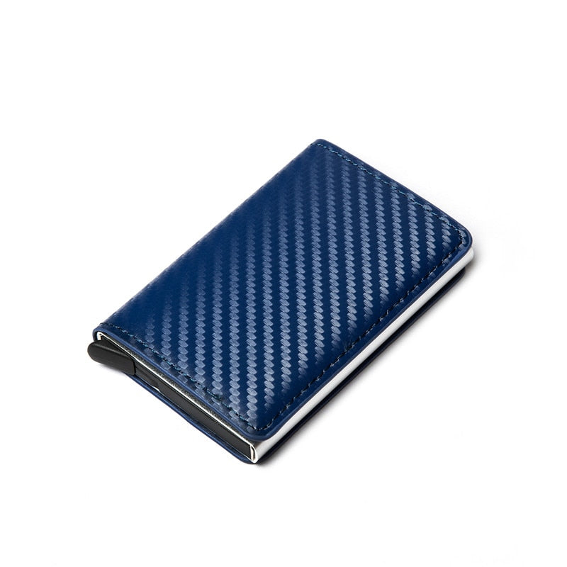 Customized Name Credit Card Holder Men Woman Smart Wallet RFID Cardholder Carbon Fiber Leather