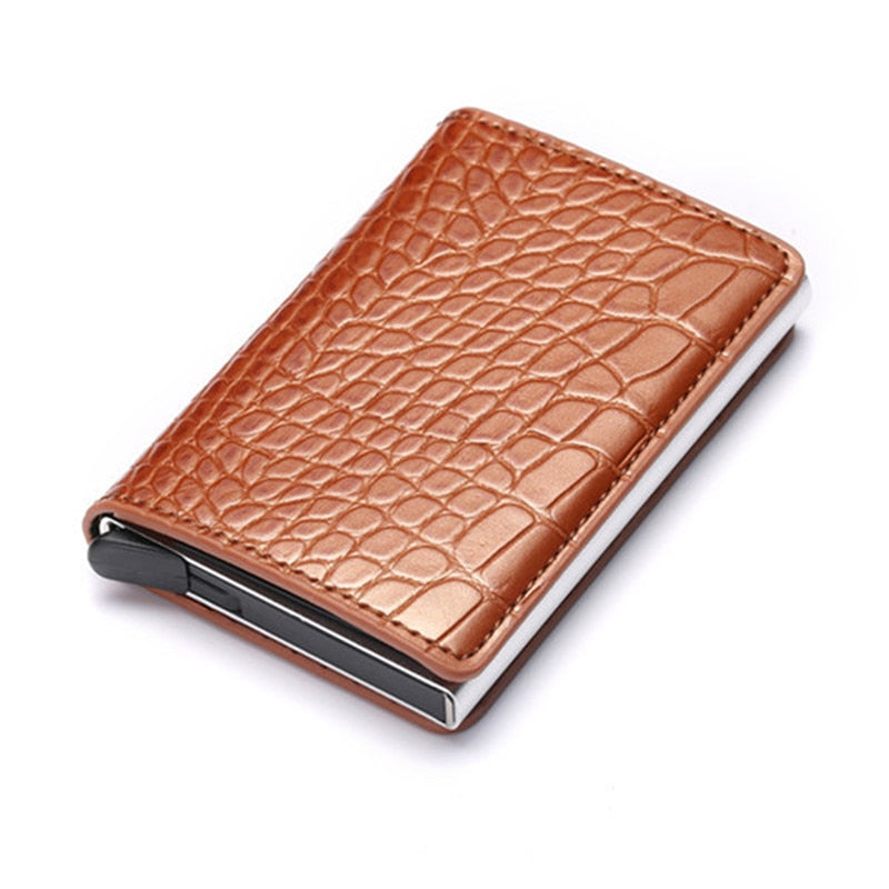 Customized Name Credit Card Holder Men Woman Smart Wallet RFID Cardholder Carbon Fiber Leather Wallet Money Clip Purse Card Case