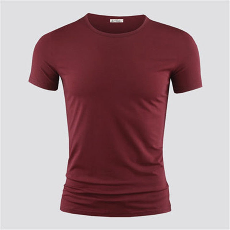 New Mens T Shirt Pure Color V Collar Short Sleeved Tops