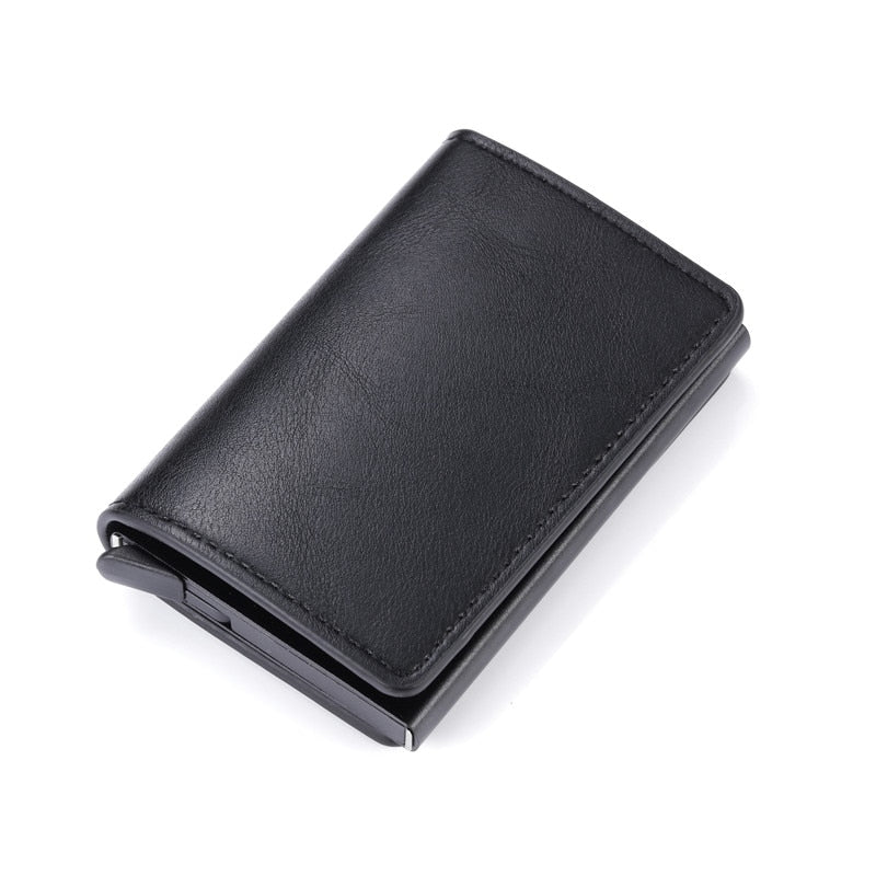 Customized Name Credit Card Holder Men Woman Smart Wallet RFID Cardholder Carbon Fiber Leather