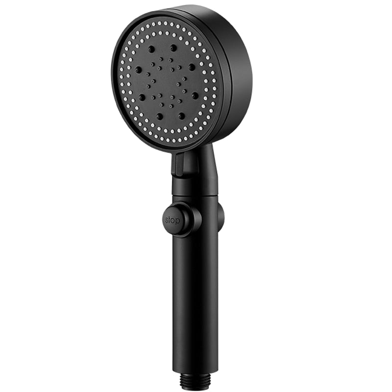 Shower Head Water Saving Black 5 Mode Adjustable High Pressure Shower One-key Stop Water Massage Eco Shower Bathroom Accessories