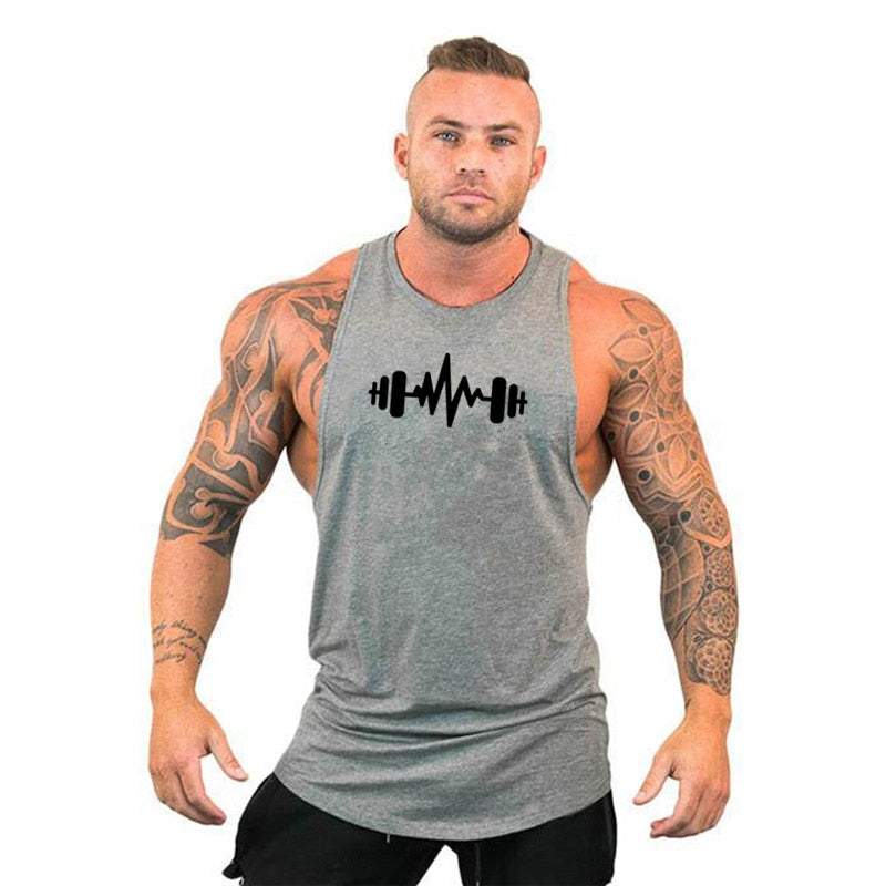 New Fashion Cotton Sleeveless Shirts Tank Top Men Fitness Shirt