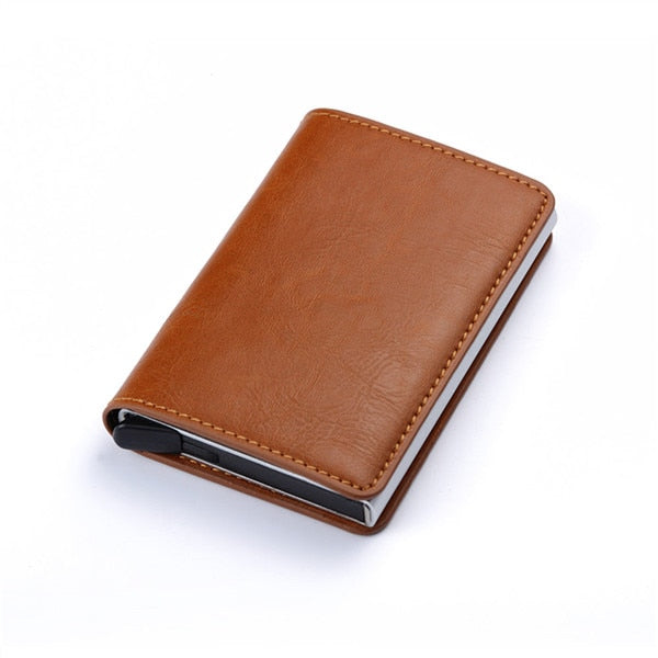 Customized Name Credit Card Holder Men Woman Smart Wallet RFID Cardholder Carbon Fiber Leather