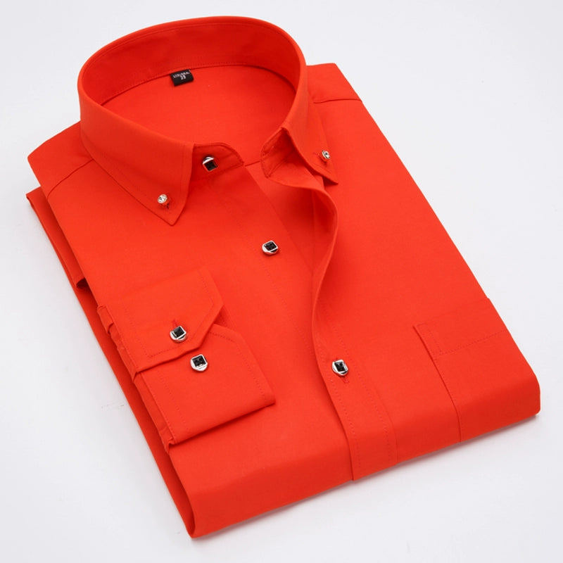 Trendy Small Collar Business Slim-Fit Color Short-Sleeved Shirt