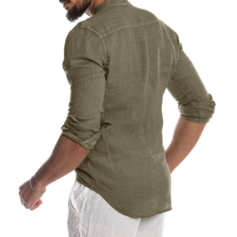 2020 New Men's Casual Blouse Cotton Linen Shirt Loose Tops