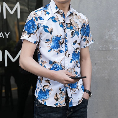 Small Floral Trendy Casual Short-Sleeved Chinese-Style Shirt