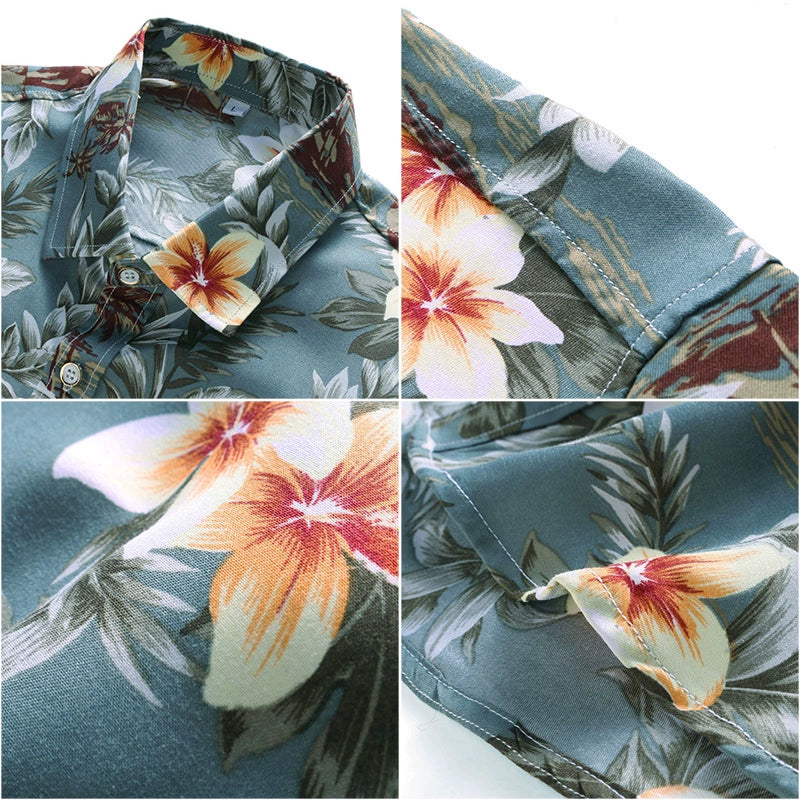 Small Floral Trendy Casual Short-Sleeved Chinese-Style Shirt