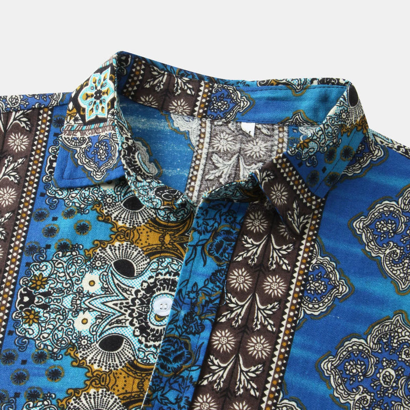 2021Men's Casual Beach Shirt Floral Print Short Sleeve Shirt