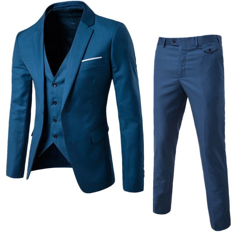 Suit MEN'S Three Piece Suit Casual Solid Color Small Suit