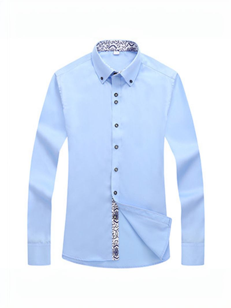 Long-Sleeved Fleece-Lined Thickened Business French-Style Men's Shirts