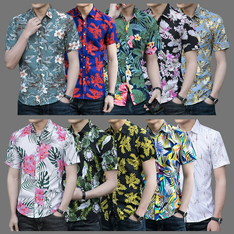 Small Floral Trendy Casual Short-Sleeved Chinese-Style Shirt