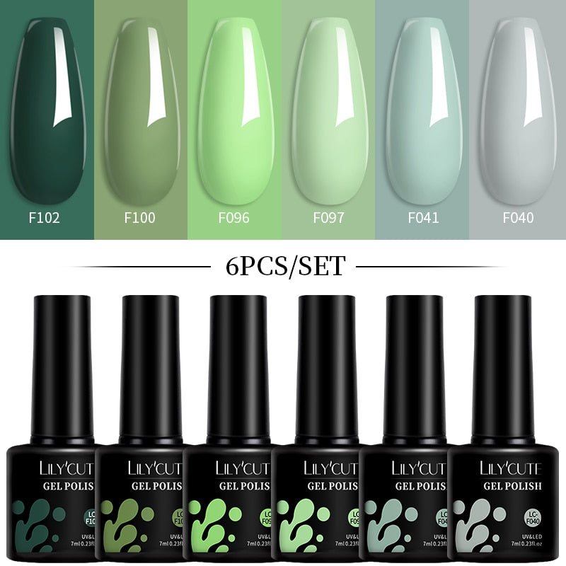 LILYCUTE 6Pcs/Set Macaron Gel Nail Polish Set