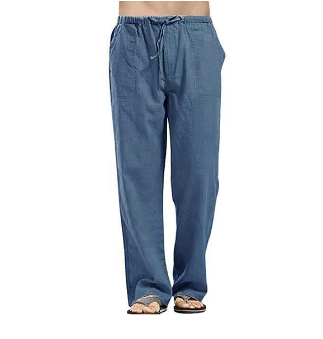 Men's Cotton Linen Pants Summer Solid Color Breathable