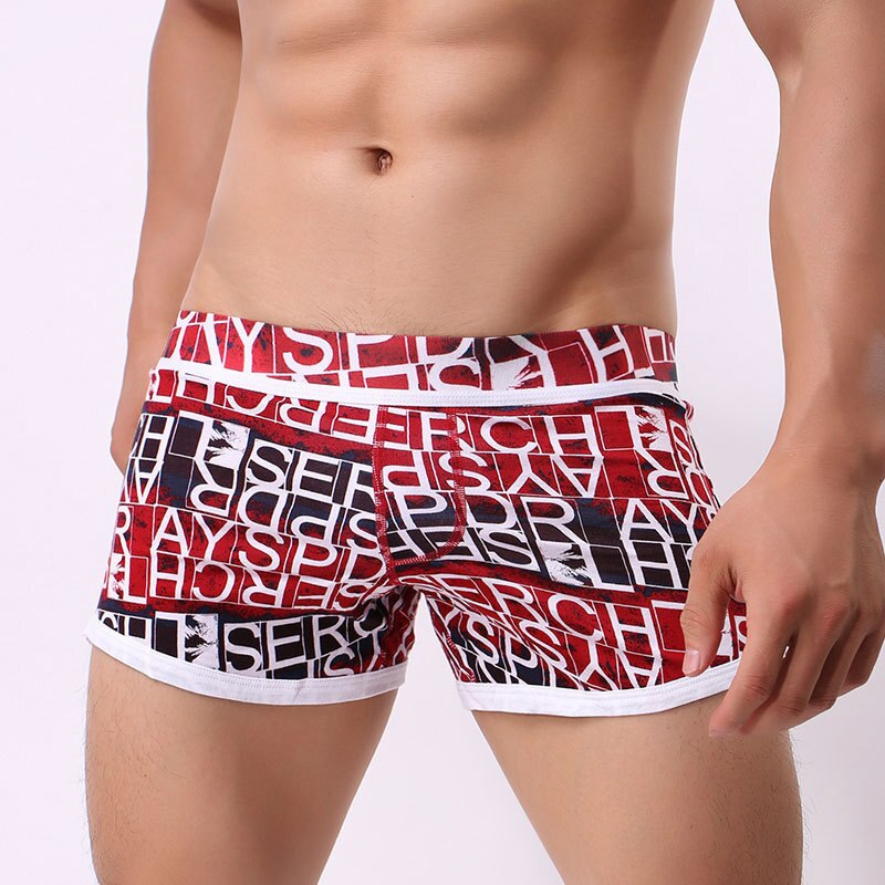 New Mens Shorts Cotton Men Homewear Flower Print Cuecas Underpants for Gay Plus Size Breathable Sexy Shorts Mens Fashion Shorts