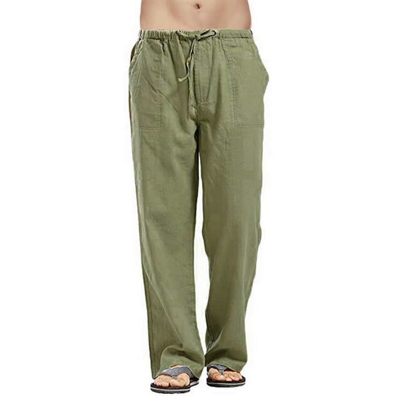 Men's Cotton Linen Pants Summer Solid Color Breathable