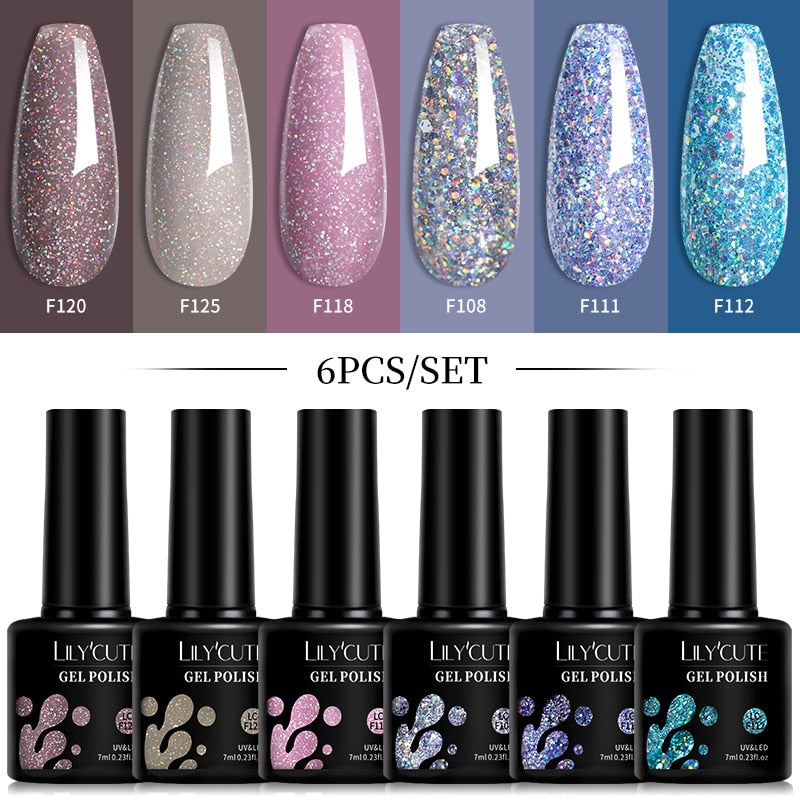 LILYCUTE 6Pcs/Set Macaron Gel Nail Polish Set