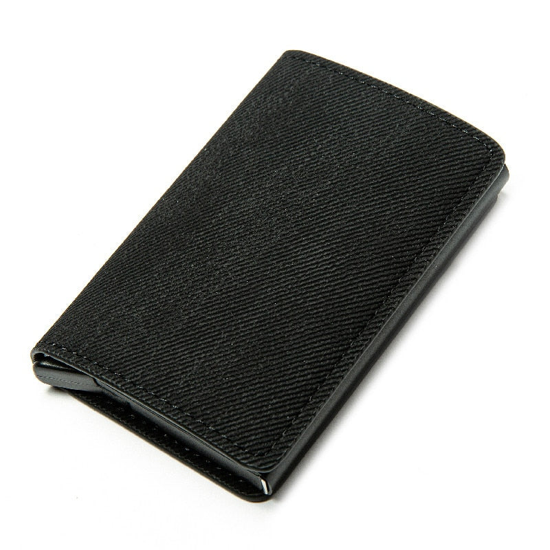 Customized Name Credit Card Holder Men Woman Smart Wallet RFID Cardholder Carbon Fiber Leather