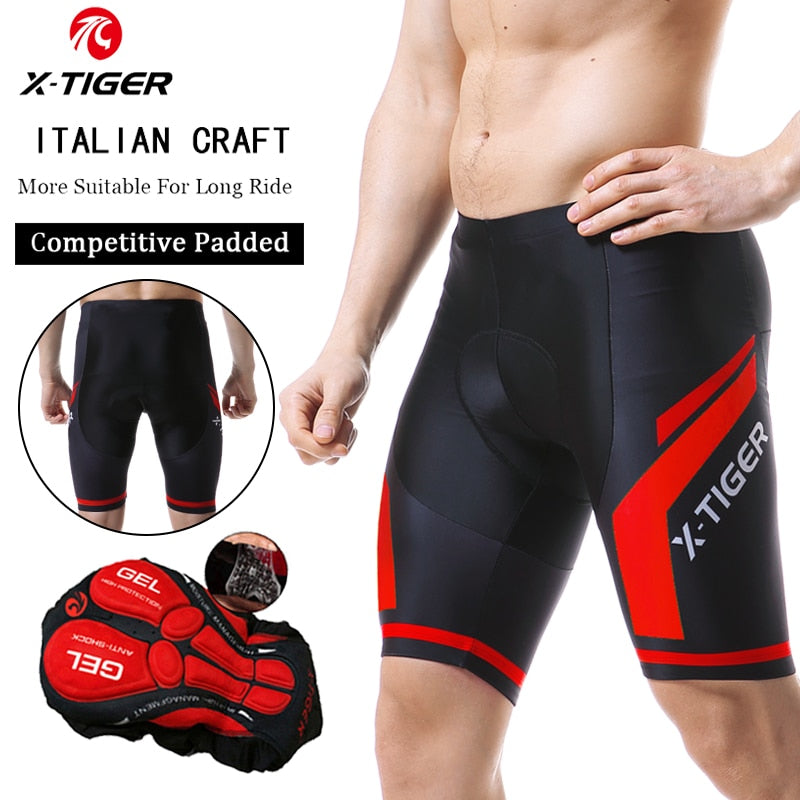 X-TIGER Men's Cycling Shorts Coolmax 5D Padded Bicycles Riding Pants Shockproof MTB Bike Shorts Biking Cycle Wear Tights