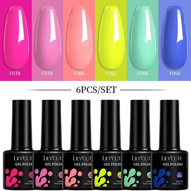 LILYCUTE 6Pcs/Set Macaron Gel Nail Polish Set