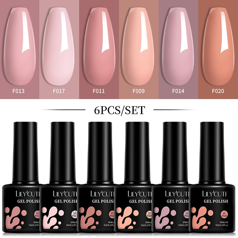 LILYCUTE 6Pcs/Set Macaron Gel Nail Polish Set